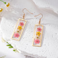 Rectangular Gold Frame Resin Dried Flower Earrings 7 Styles view 4