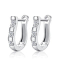 Silver Tone U Shaped Huggie Earrings With Three Clear Stones view 2