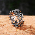 Antique Silver Tone Olive Leaf Openwork Wide Band Ring view 3