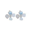 Crystal Flower Pearl Studs White Lotus Fringe Necklace view 5