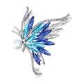 Crystal Butterfly Brooch with Layered Wings and Pearl Accent view 1