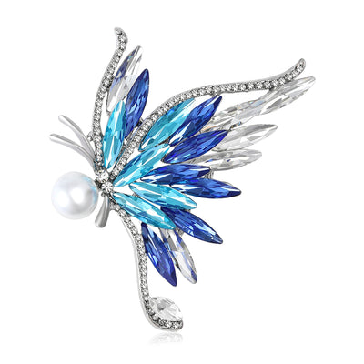 Crystal Butterfly brooch front view on a white background