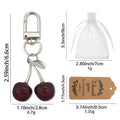 Dark Red Double Cherry Keychain With Silver-Tone Metal Clasp view 2