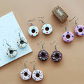 Donut Drop Earrings with Colorful Icing and Silver Tone Hooks view 2