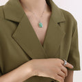 Natural Stone Square Bezel Pendant Necklace Gold Or Steel view 9