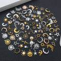 Matte Gold-Tone Sun and Moon Metal Charms with 6 Listed Options view 3