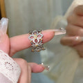 Three Gold Or Silver Pink Flower And Daisy Crystal Ring Designs view 7