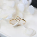 Gold Thin Band Princess Square Openwork Ring Sizes 6 To 10 view 3