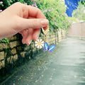 Blue Butterfly Daisy Gold Lobster Clasp Enamel Keychain view 3