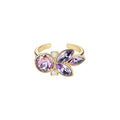 Leaf Crystal Open Rings Silver Clear Gold Iridescent Two view 5