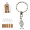 Silver-Tone Jesus Fish Metal Keychain, Single Or Organza Bag Set view 2