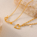 Gold Open Heart Pearl And Rose Toggle Chain Necklaces view 3