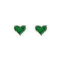 Gold-Tone Mini Emerald Green CZ Heart Stud Earrings Pair view 5