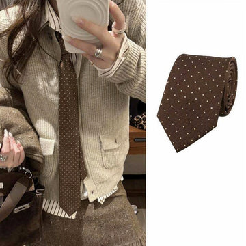 Brown Polka Dot Necktie Necklace Decorative Jewelry Accessory
