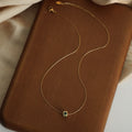Gold Square Green Stone Pendant Necklace Beaded Frame view 3