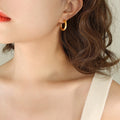 Solid Thick C Shape Hoop Earrings Gold Steel Small Large view 4