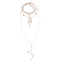 Pearl Cross Layered Silver Tone Necklace Set Jewelry Design view 5