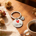 Silver Round Red Heart I Love You Message Keychain view 4