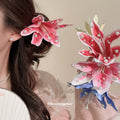 Fabric Lily Pearl Duckbill Hair Clips Five Color Styles view 1