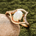 Champagne Gold Open Swirl Frame Oval Faux Opal Ring view 3