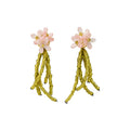 Colorful Flower and Glass Bead Tassel Stud Earrings Five Styles view 5