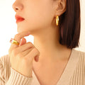 Oversized Thick U Shape Geometric Gold Hoop Earrings view 1