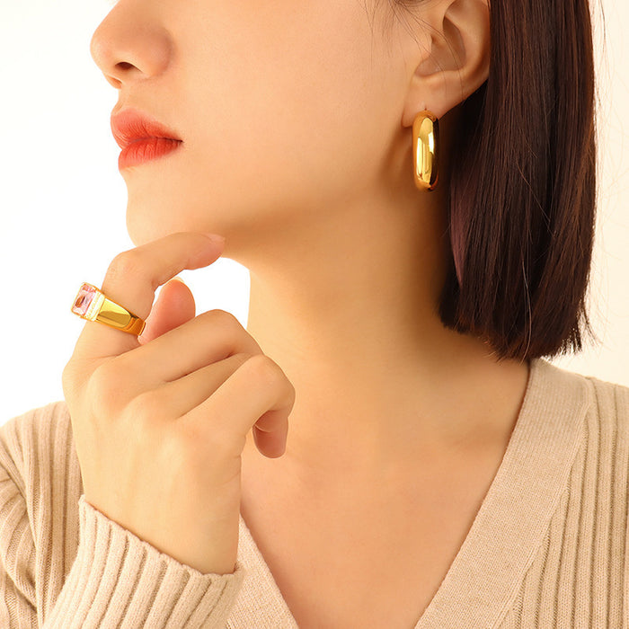 Oversized Thick U Shape Geometric Gold Hoop Earrings