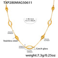 Gold Marquise Czech Glass Station Necklace Metal Bead Accents view 9
