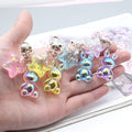 Iridescent Transparent Bunny and Star Clip Keychains in Five Colors view 3