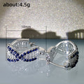 Silver Tone Blue Crystal Crossover Hoop Earrings Jewelry view 5