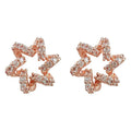 Rose Gold Open Flower CZ Pave Stud Earrings Hollow view 5