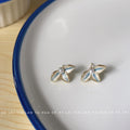 Blue Enamel Flower Studs Rectangle And Mismatched Hoop Earrings view 6