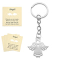 Silver Tone Angel Cross Keychain with Organza Bag and Thank You Tag view 8