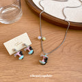Pink and Blue Carousel Horse Earrings and Necklace view 2