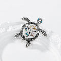 Black Silver Tone Sea Turtle Metal Brooch Pin for Jackets and Lapels view 3