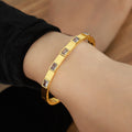Gold Stainless Steel Hinge Bangles Geometric Glass Or Zircon view 7