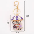 Rhinestone Bears Umbrella Keychain Gold Clasp Four Colors view 5