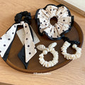 Polka Dot Pearl Bow Scrunchies And Ribbon Hair Ties view 4