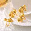 Open Dual Pebble Smooth Metal Rings Gold Steel Two-Tone view 4