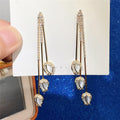 Gold Tone Tulip Crystal Long Drop Earrings Jewelry view 6