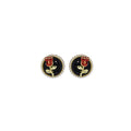 Black Round Red Rose Pearl Look Border Stud Earrings view 5