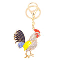 Rhinestone Rooster Keychain Gold Ring Enamel Tail One Style view 5