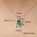 Gold Tone Green Oval Halo Pendant Necklace on Fine Chain view 5