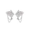 Silver Filigree Butterfly Ear Clips Chain Tassel Cuffs view 5