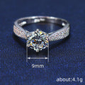 Silver Tone Six Prong Round Solitaire Pavé Ring Sizes 6-10 view 4