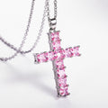 Square Stone Cross Pendant Necklace In Four Color Variants view 4