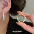 Silver Twisted Rope Hoop Earrings Fashion Jewelry Accessory view 1