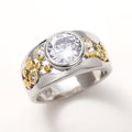 Two Tone Bezel Round Crystal Band Ring US Sizes 6-10 view 3