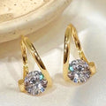 Solitaire Crystal Leverback Earrings in Two Metal Tones view 2