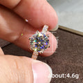 Iridescent Round Stone Rose Gold Tone Ring Polished Jewelry Accessory view 4